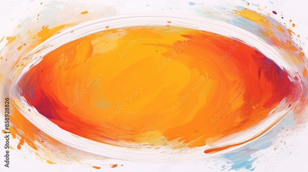 Art painting banner illustration - White empty ellipse frame made of oil or acrylic orange color paint brushstroke on multicolored colorful colors, Generative AI Art painting banner illustration - White empty ellipse frame made of oil or acrylic orange color paint brushstroke on multicolored colorful colors, Generative AI