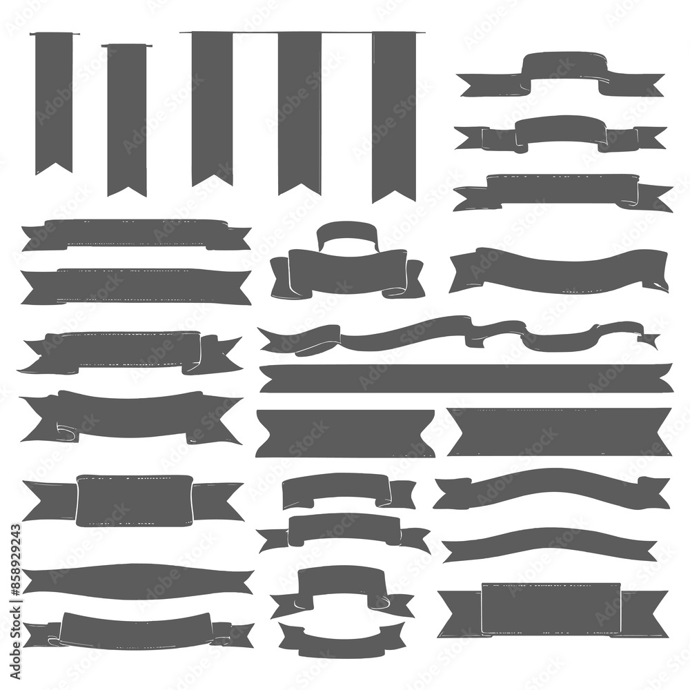Banner ribbon silhouette vector black shape Banner ribbon silhouette vector black shape