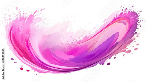 Abstract colorful pink purple color painting illustration - Elliptical ellipse frame made of watercolor splashes, isolated on white background, Generative AI © Fang