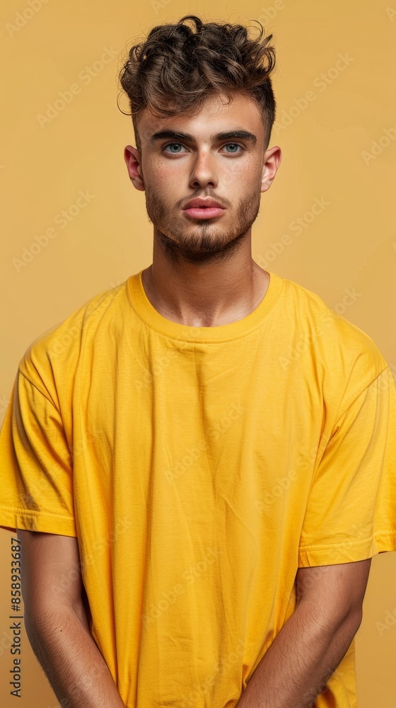 Fototapeta premium Man In Yellow T-Shirt