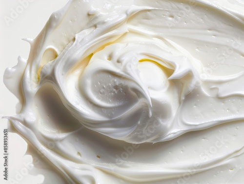 Whipped cream on a white background. photo