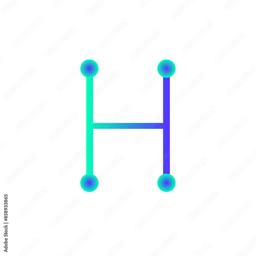 h alphabet tech logo gradient vector eps