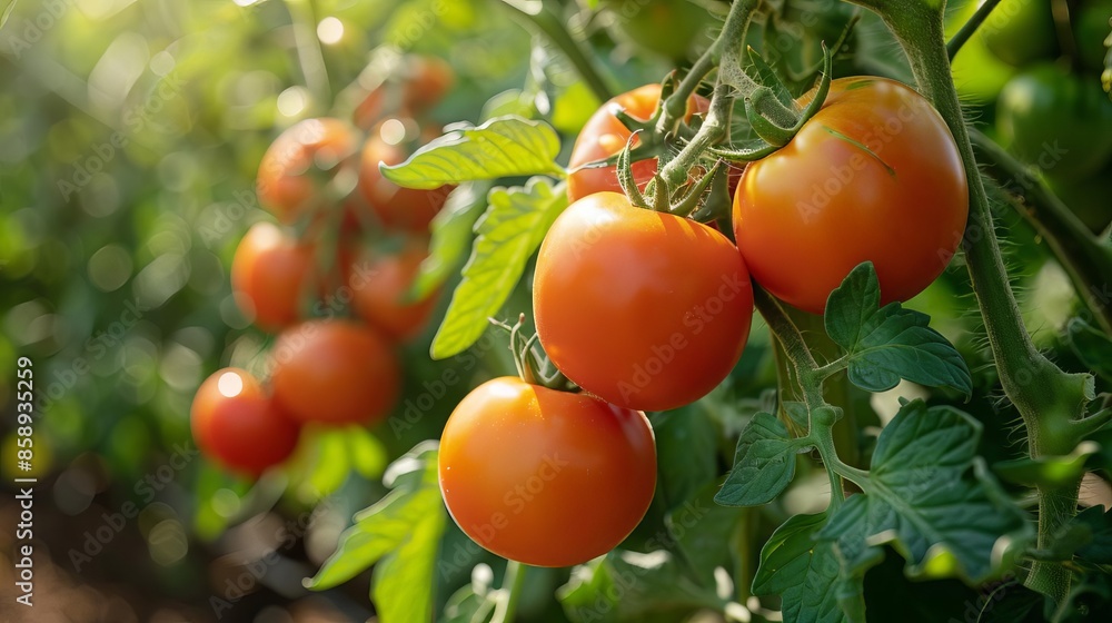Fresh Red Tomatoes on a Green Background Fresh Red Tomatoes on a Green Background