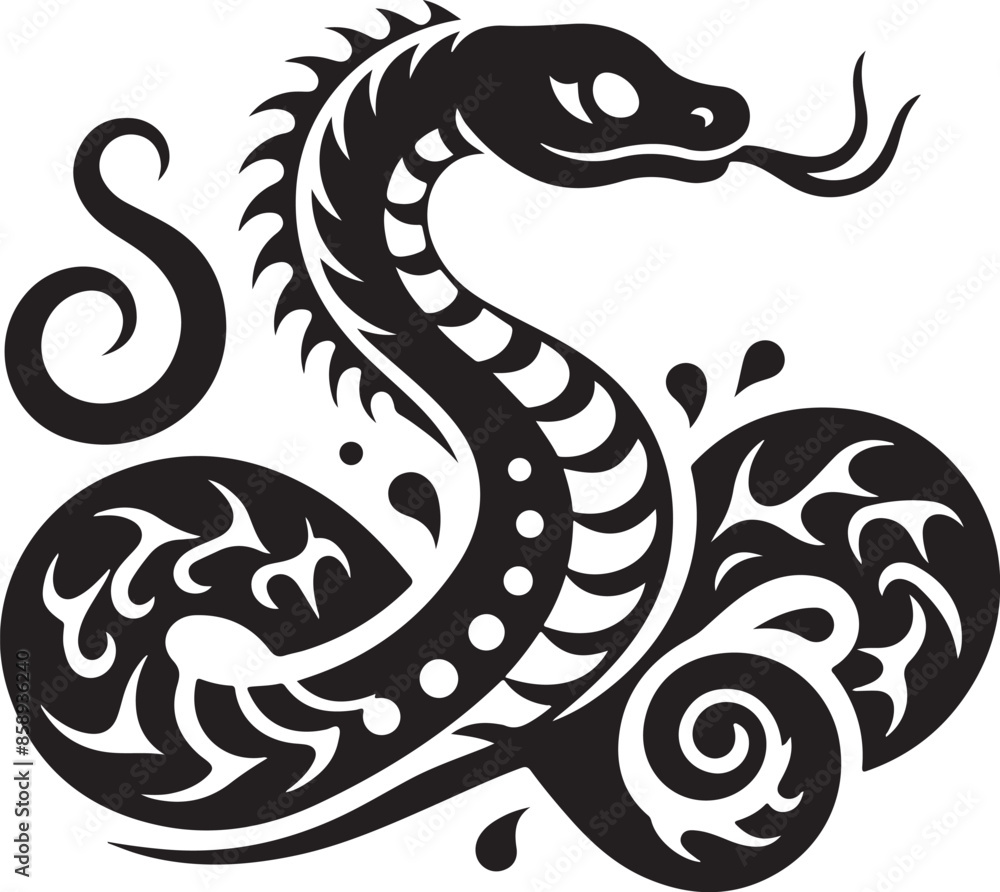 Fototapeta premium Snake tattoo design silhouette vector art work EPS file