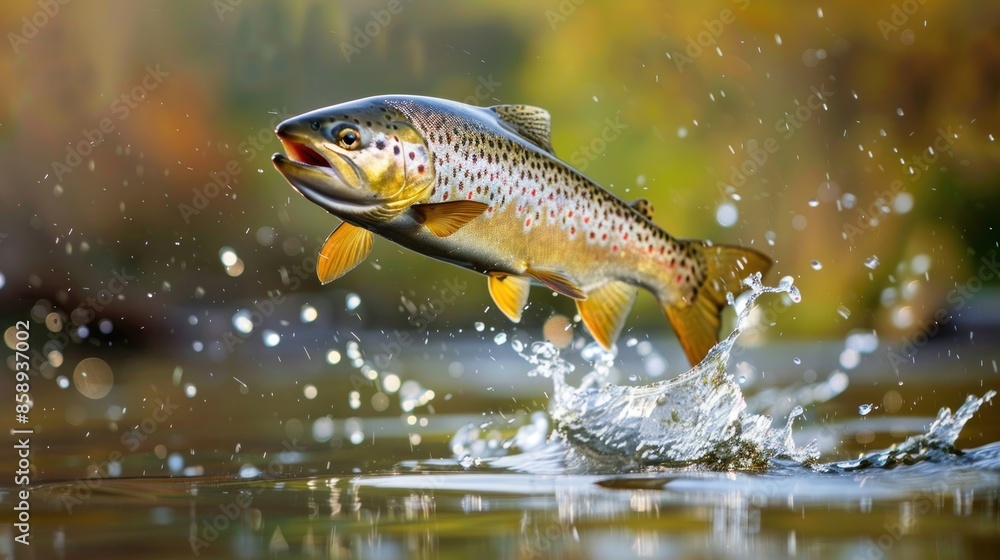 A Leaping Trout in a Watery Splash A Leaping Trout in a Watery Splash