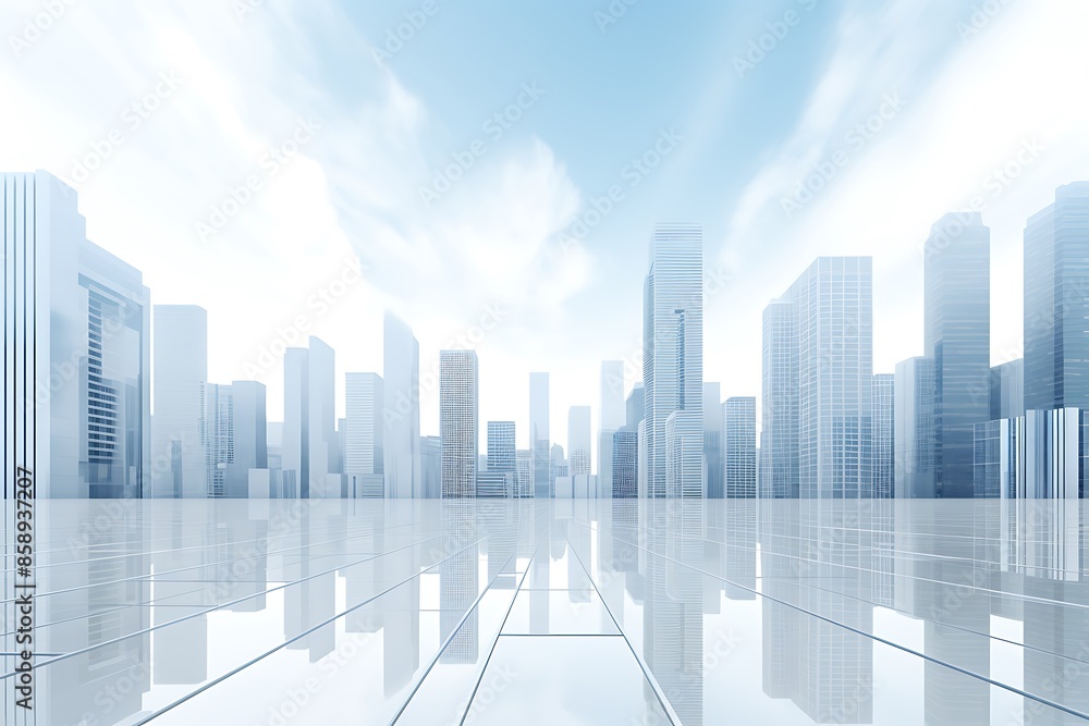 Skyscrapers and clouds in the blue sky. 3d rendering Skyscrapers and clouds in the blue sky. 3d rendering