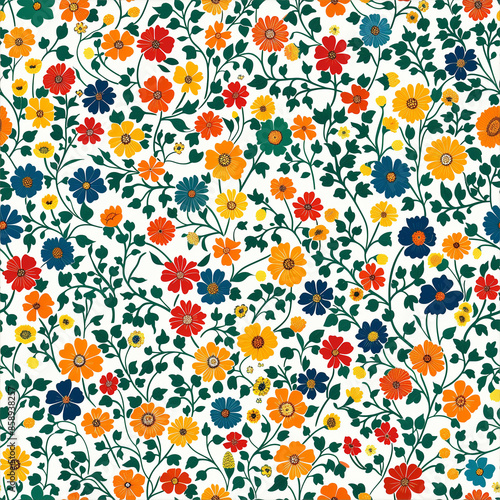 Scattering seamless floral pattern