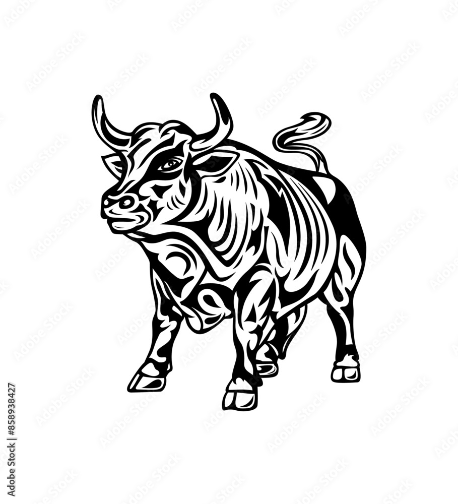 Vector illustration of a bull logo design isolated on a white background. abstract tribal style. Vector illustration of a bull logo design isolated on a white background. abstract tribal style.