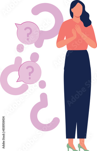 The girl stands confused.