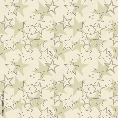 Seamless vector pattern of overlapping star shapes, celebration party concept, decorative wallpaper, textile print, packaging.