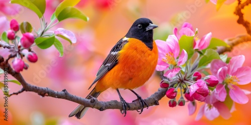 Baltimore Oriole on Apple Blossom Branch © BrandwayArt