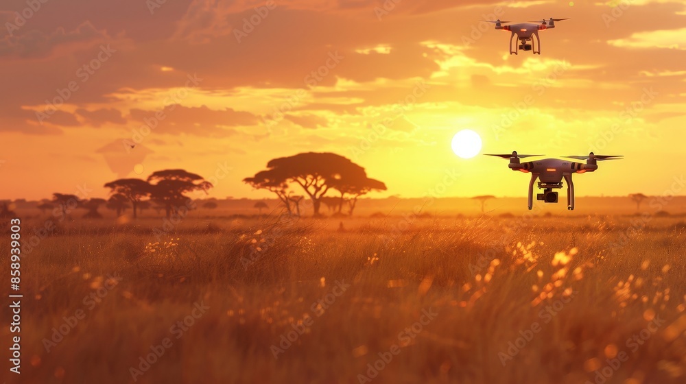 Fototapeta premium Imagine a wildlife conservationist using AI-powered cameras and drones to monitor and protect endangered species, ensuring their survival for future generations.