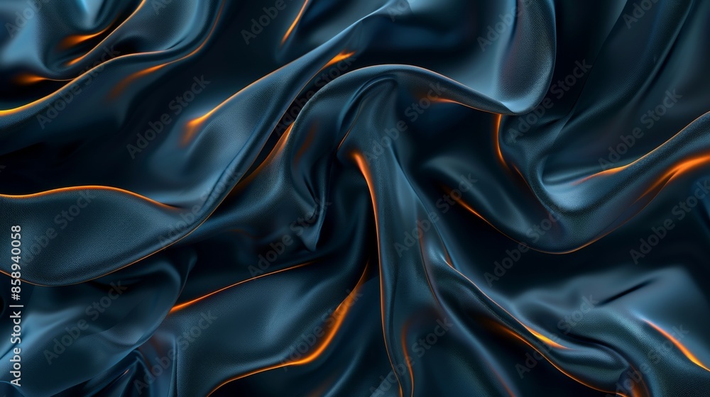 Abstract Blue and Orange Silk Drapery Abstract Blue and Orange Silk Drapery