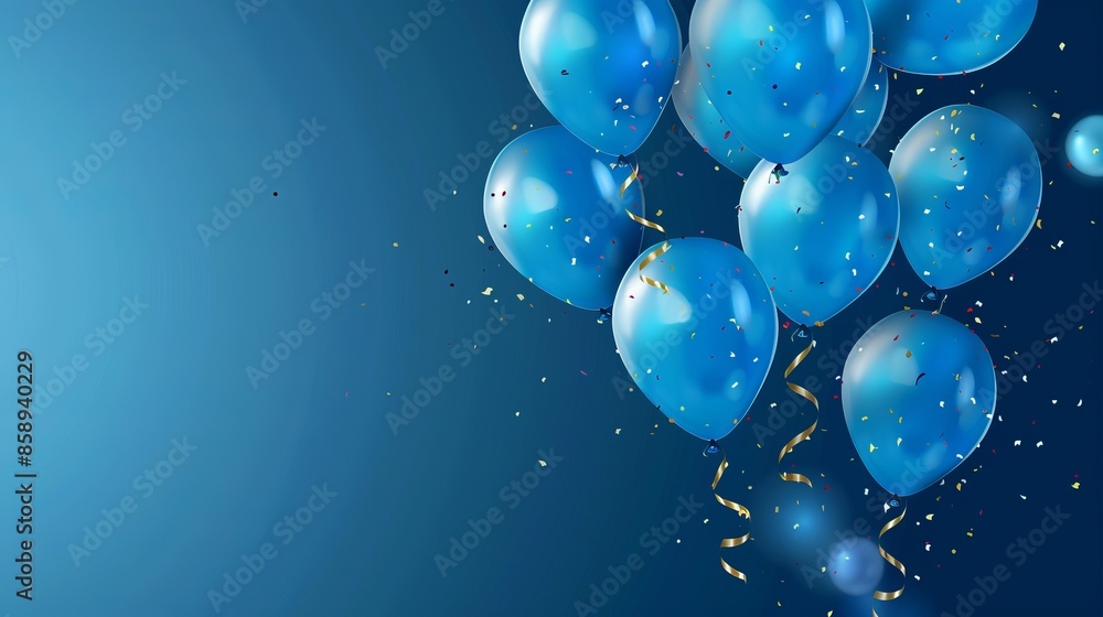 Vibrant blue balloons vector illustration on transparent background, festive celebration template with copy space for greeting cards, invitations, and party decor Vibrant blue balloons vector illustration on transparent background, festive celebration template with copy space for greeting cards, invitations, and party decor
