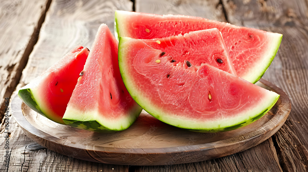 Ripe fresh watermelon slices, healthy food photography Ripe fresh watermelon slices, healthy food photography