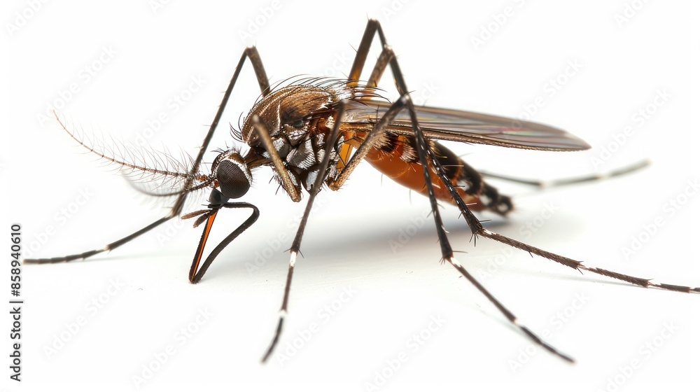 Mosquito isolated on white background. Extreme close-up Mosquito isolated on white background. Extreme close-up
