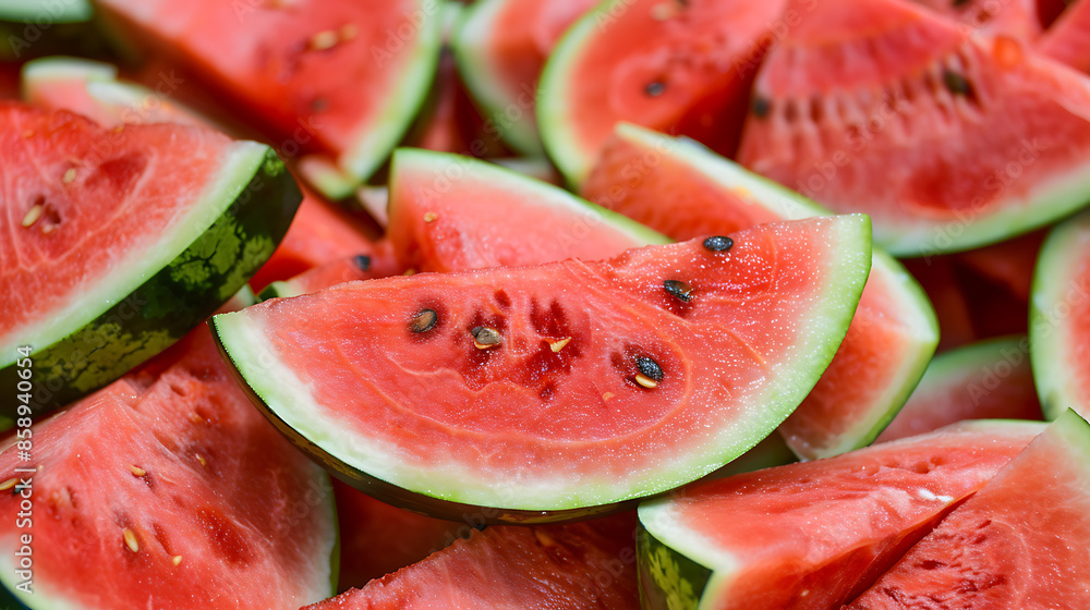 Ripe fresh watermelon slices, healthy food photography Ripe fresh watermelon slices, healthy food photography