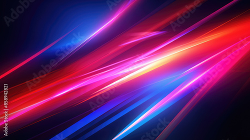 Abstract speed glowing light bold colors background banner illustration - Speedy motion blur creating flashy pattern of straight lines for web banner and wallpaper design, Generative AI