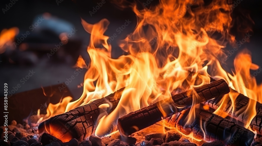 Closeup of burning flames, fire, barbeque fire, grilling, campfire, barbecue background banner long, isolated on black background, Generative AI Closeup of burning flames, fire, barbeque fire, grilling, campfire, barbecue background banner long, isolated on black background, Generative AI