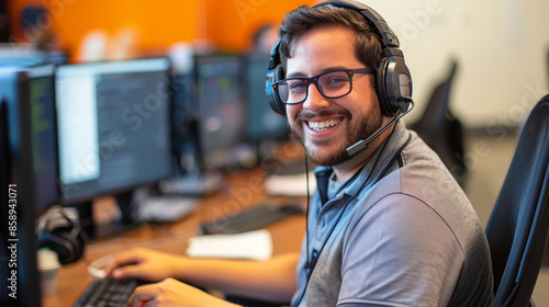 happy tech support worker