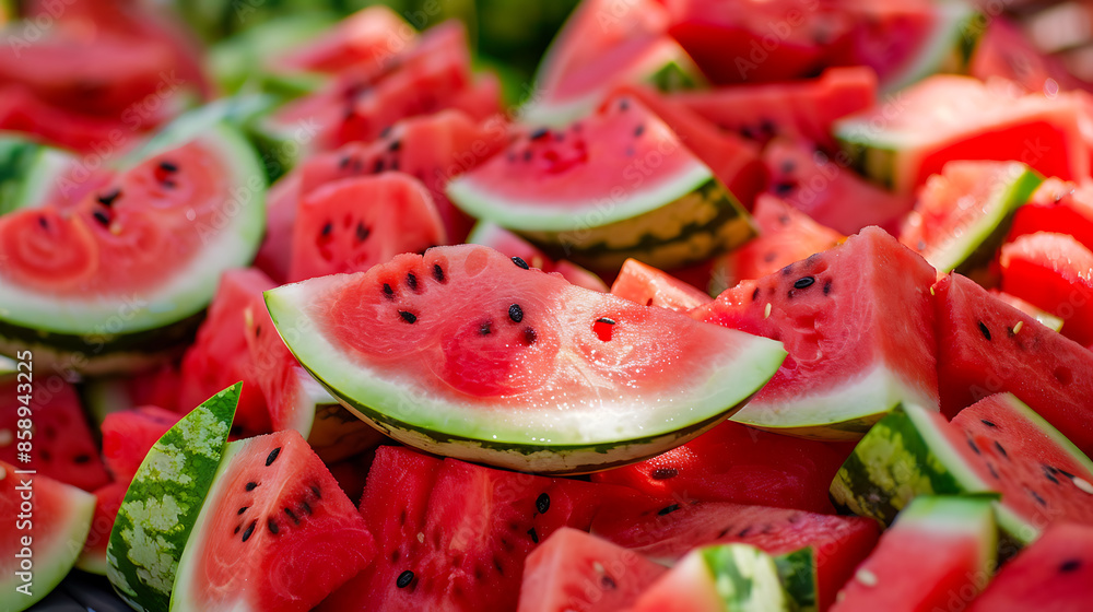 Ripe fresh watermelon slices, healthy food photography Ripe fresh watermelon slices, healthy food photography