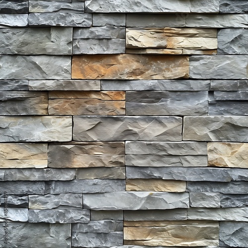 Gray Brown Stacked Stone Wall Facade