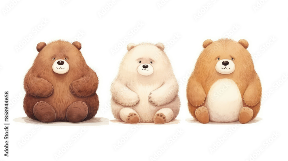 Fototapeta premium Animals pets hamsters banner panorama long - Collection of funny cute lying, sitting white brown hamster (cricetinae), isolated on white background, Generative AI