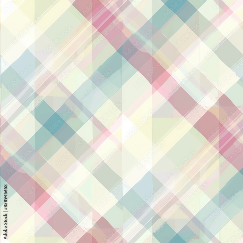 This image features a seamless pattern of diagonal stripes in pastel colors, primarily light blue, light pink, and pale yellow. The lines intersect and create a geometric grid with a soft and ethereal This image features a seamless pattern of diagonal stripes in pastel colors, primarily light blue, light pink, and pale yellow. The lines intersect and create a geometric grid with a soft and ethereal