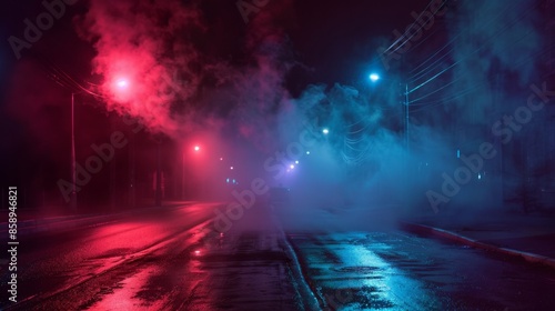 Neon Cityscape: A Misty Night