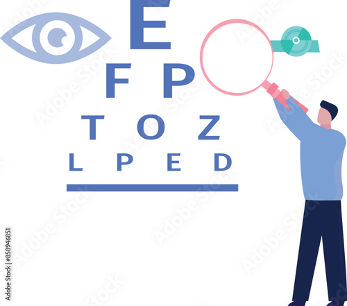 The boy is looking for a snellen optical test.