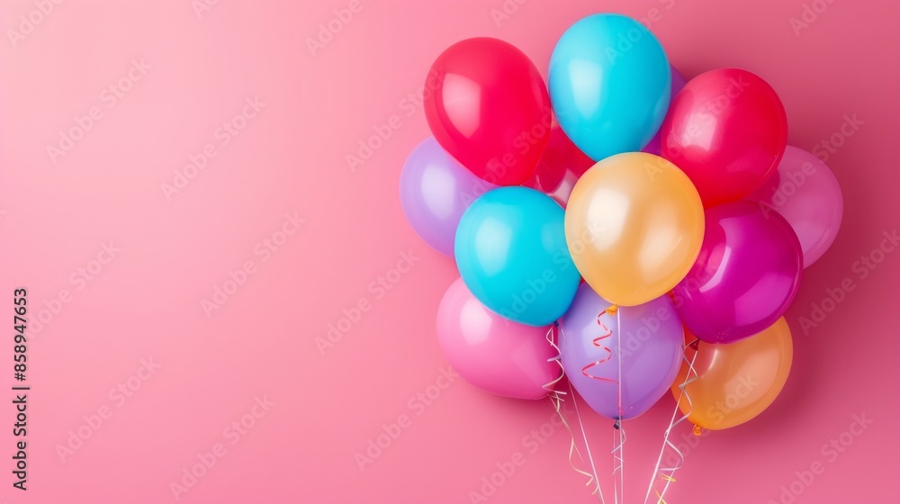 Colorful balloons floating on a vibrant background with ample space for custom text and party messages Colorful balloons floating on a vibrant background with ample space for custom text and party messages