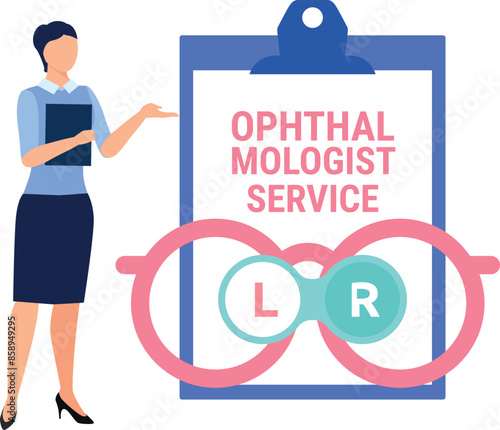 The girl is telling about the services of ophthalmologist.