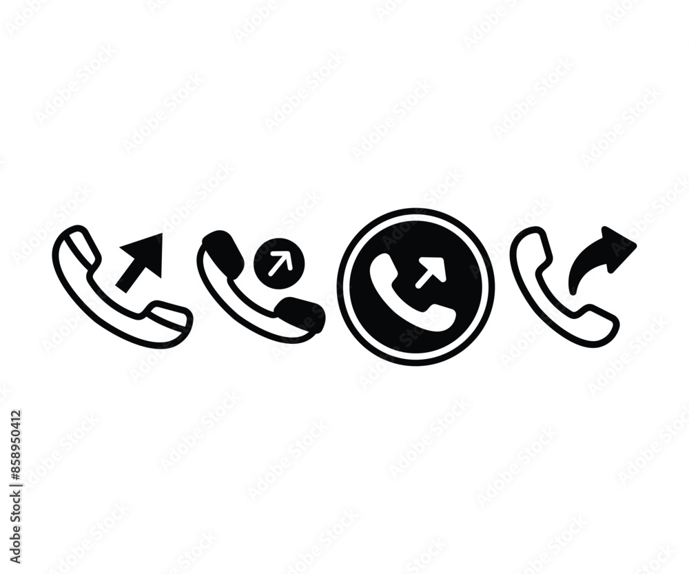 outgoing call telephone icons symbol vector design simple black white color illustration set isolated outgoing call telephone icons symbol vector design simple black white color illustration set isolated