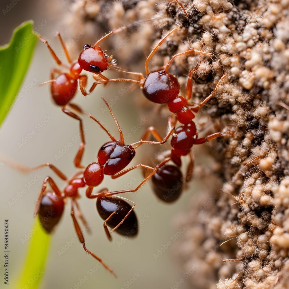 Red Ants try to build house Red Ants try to build house
