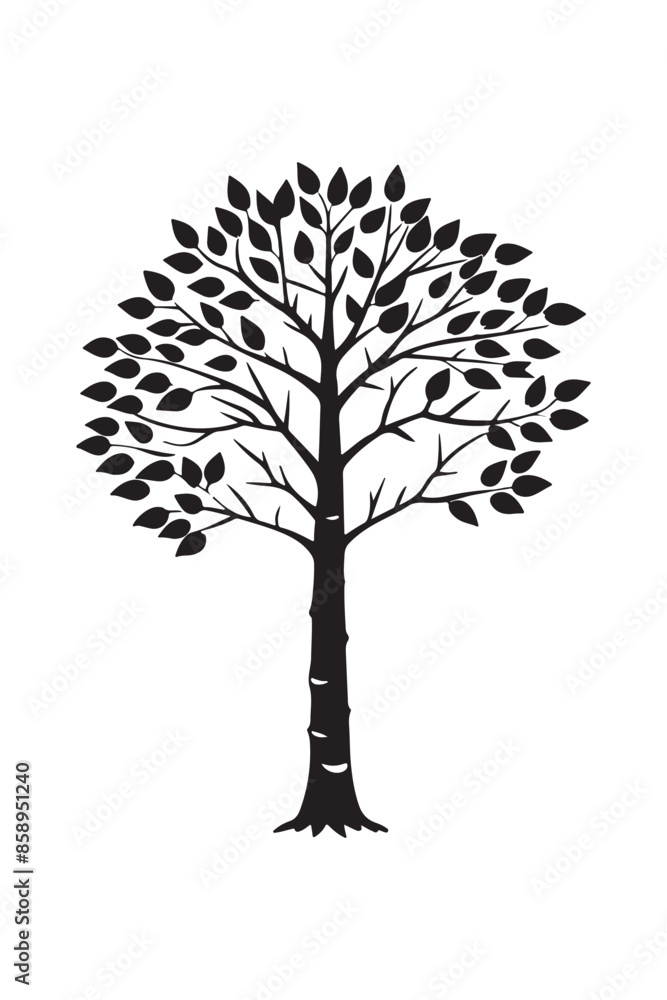 Fototapeta premium Birch silhouette design vector art AI Generated 