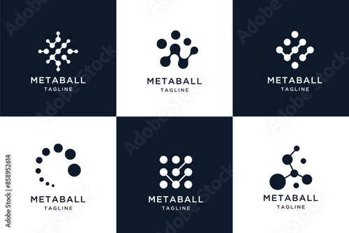 Set of collection monogram logo with dot concept.  biotechnology molecule atom DNA chip symbol