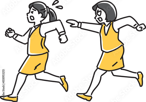 逃げる人を追いかける女性