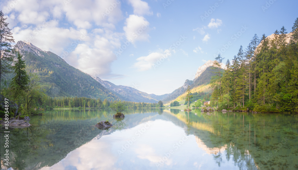 View of Hintersee lake in Berchtesgaden National Park Bavarian Alps, Germany View of Hintersee lake in Berchtesgaden National Park Bavarian Alps, Germany