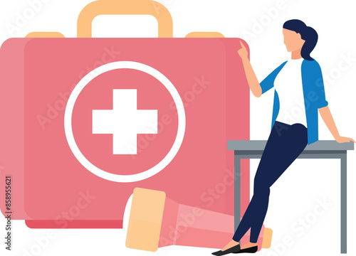 The girl is pointing to medicine box.
