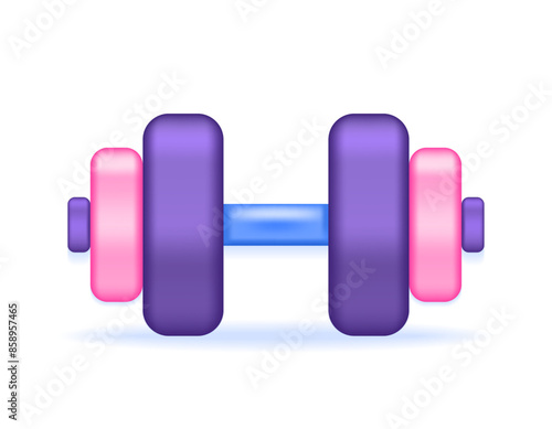 dumbbell illustration. weight lifting equipment used for weight training. gym, fitness, sport. icon or symbol. minimalist 3d concept design. graphic elements