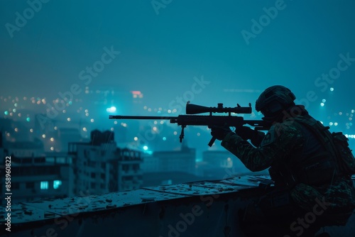 a man holding a sniper