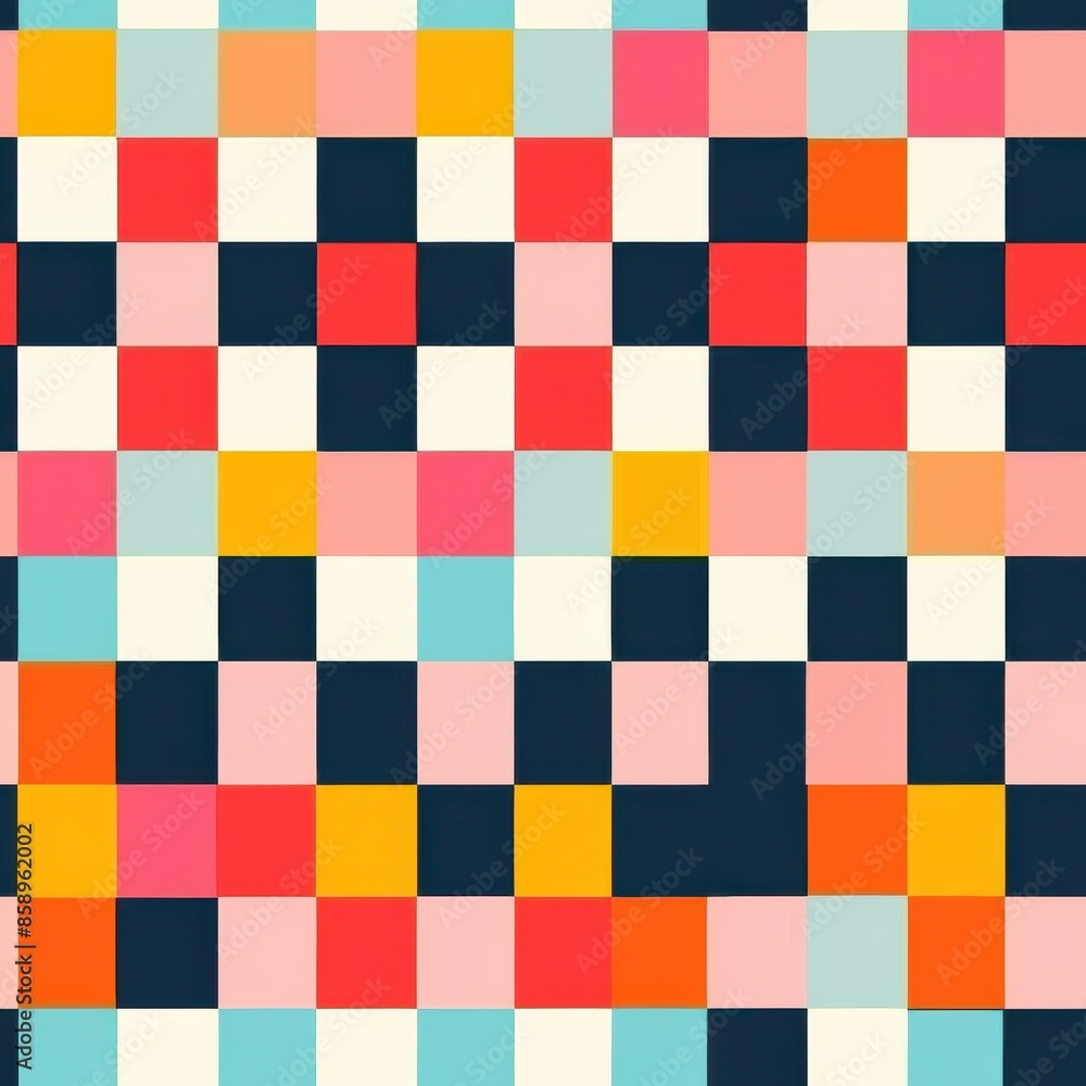 This image shows a colorful checkerboard pattern with squares. The squares are arranged in a grid pattern and are filled with different colors. The colors are bright and vibrant, and they create a vis This image shows a colorful checkerboard pattern with squares. The squares are arranged in a grid pattern and are filled with different colors. The colors are bright and vibrant, and they create a vis