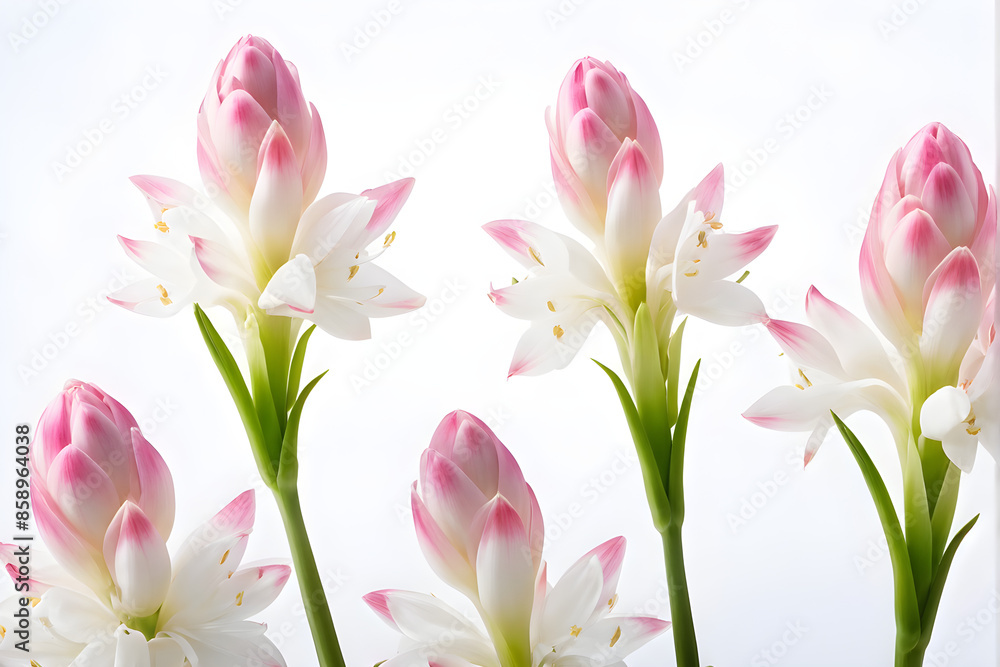 Tuberose flowers and buds isolated on white background Tuberose flowers and buds isolated on white background