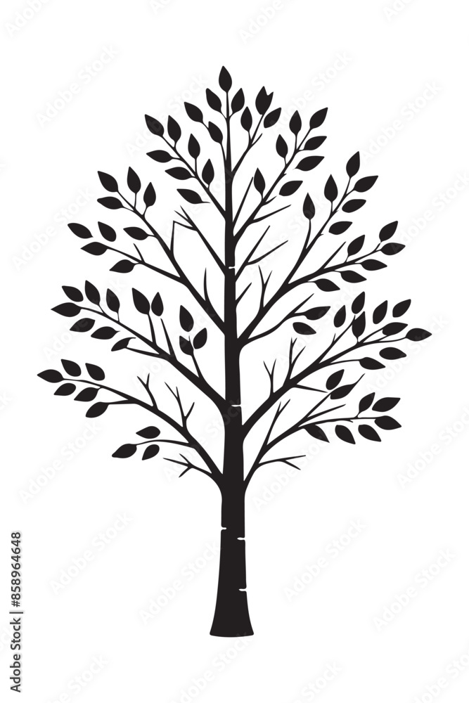 Obraz premium Birch silhouette design vector art AI Generated 