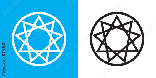 Bahai icon set. nine pointed Baha vector icon. Persian star symbol for UI designs.
