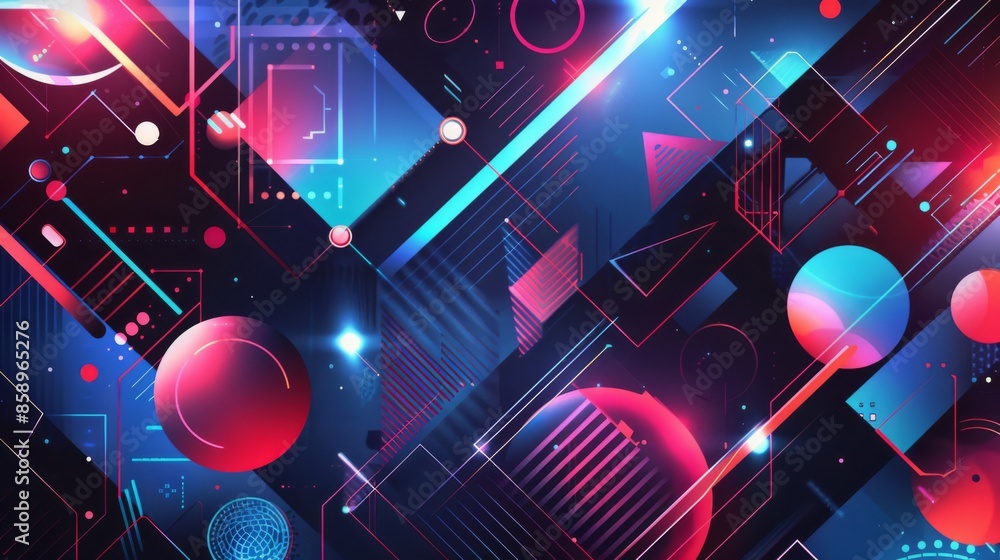 Abstract Geometric Design with Neon Lights Abstract Geometric Design with Neon Lights