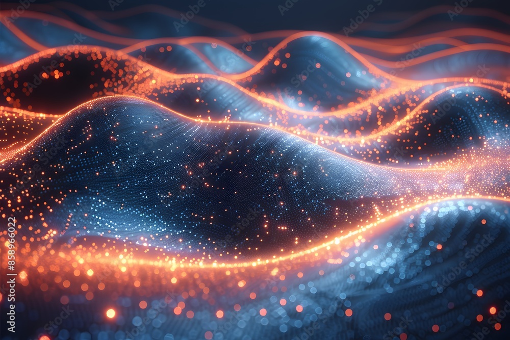 Abstract Digital Waveform with Glowing Particles - Futuristic Background for Technology and Innovation Design Abstract Digital Waveform with Glowing Particles - Futuristic Background for Technology and Innovation Design