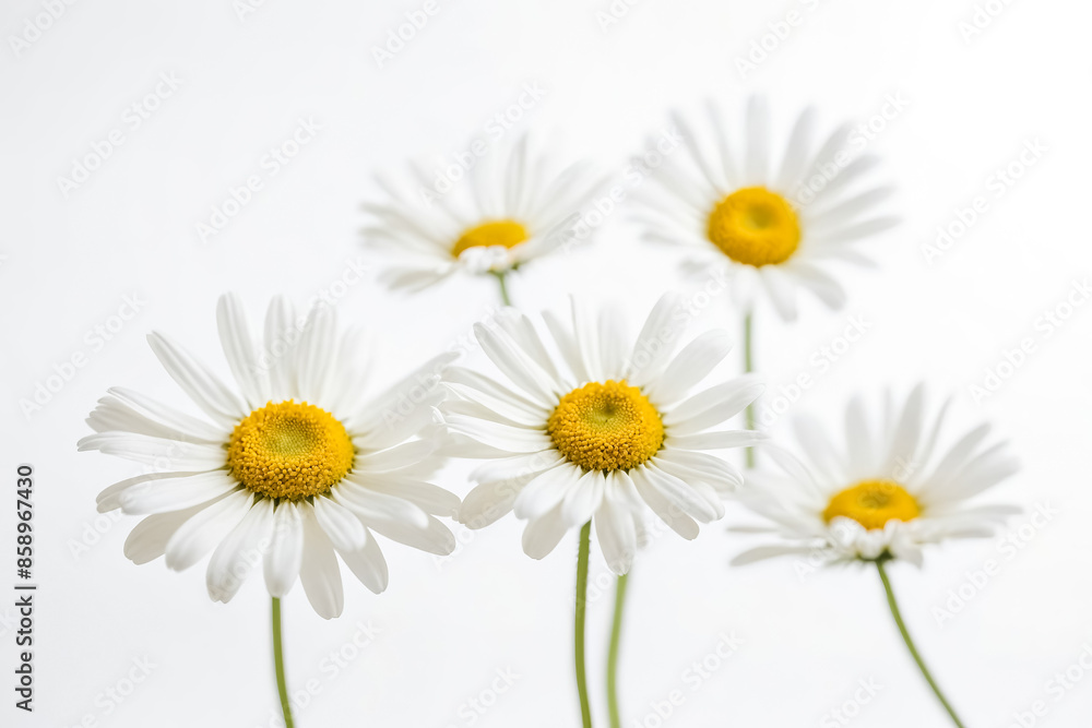 Fototapeta premium White Daisies on White Background