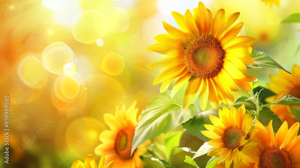 Fototapeta premium Vibrant Sunflowers in a Golden Field