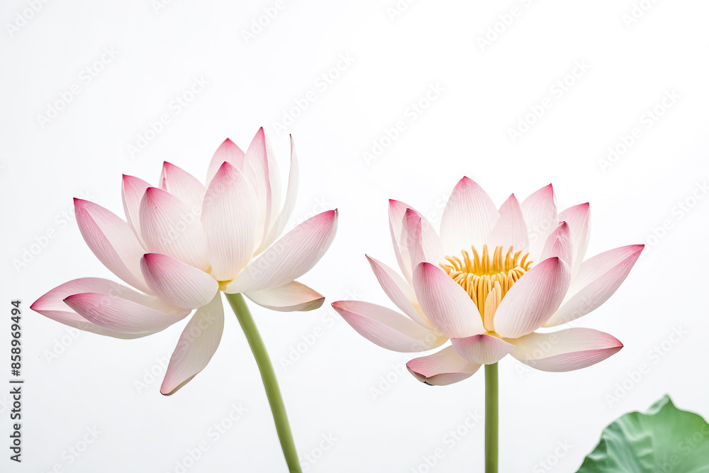 Two pink lotus flowers with white background Two pink lotus flowers with white background